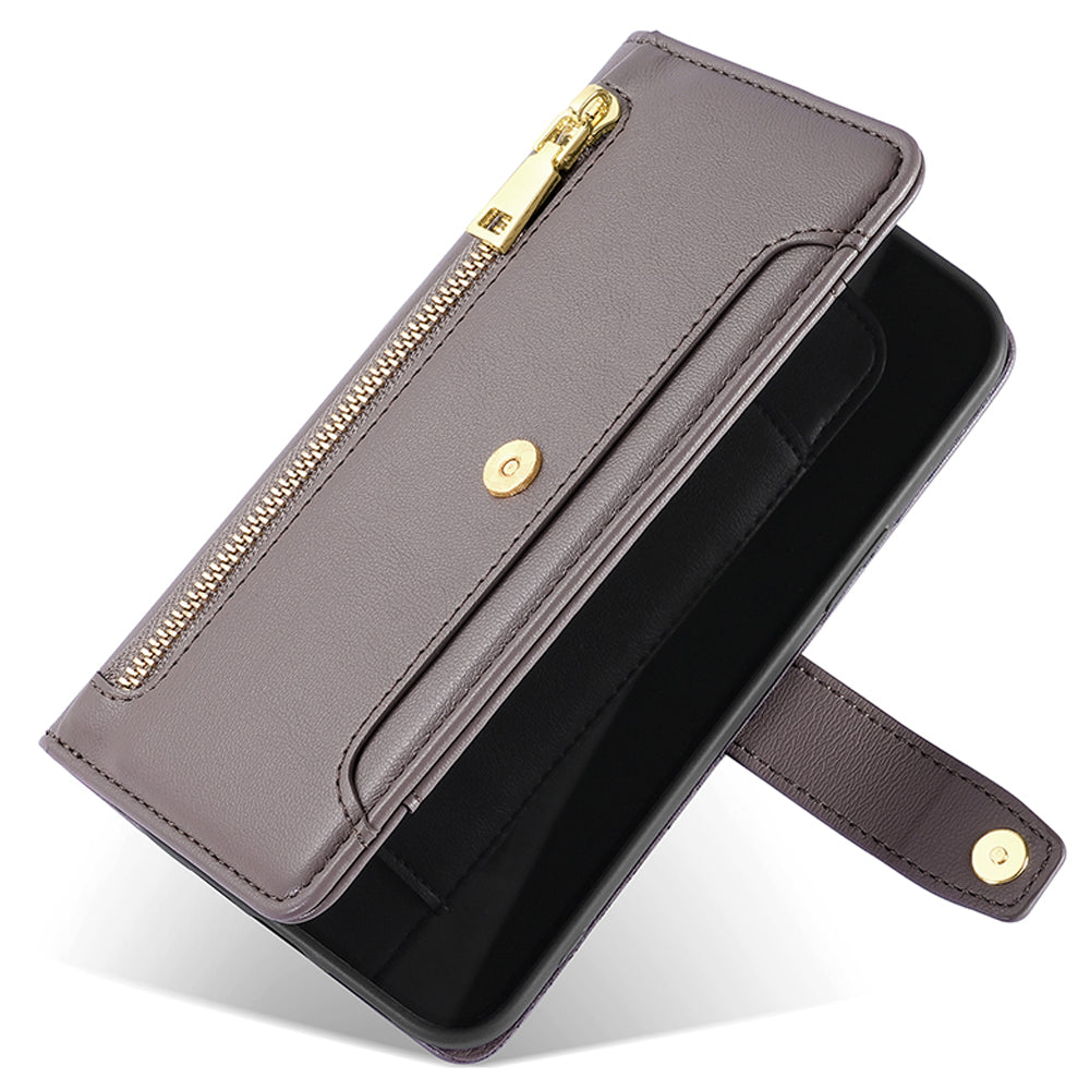 Zipper Pocket Phone Case for Samsung Galaxy S23 Card Slots Stand PU Leather Phone Cover with Straps Zipper Pocket Phone Case for Samsung Galaxy S23 Card Slots Stand PU Leather Phone Cover with Straps